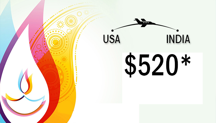 Diwali Travel Deals : USA To INDIA Round Trip Starts From $520*