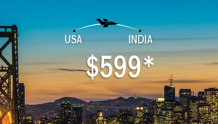 GRAB USA TO INDIA FLIGHT DEALS : ROUND TRIP STARTS FROM $599*