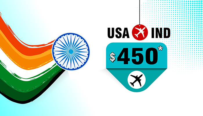 Republic Day Travel Offers : USA To INDIA Round Trip Fares Starts From $450*