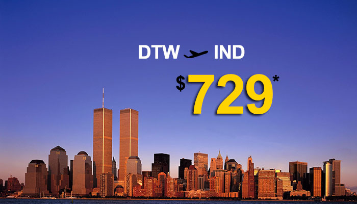 DETROIT To INDIA ROUND TRIP DEALS : STARTS FROM $729*