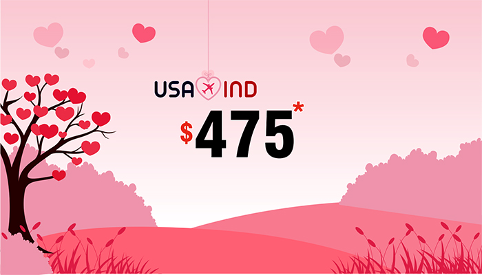 VALENTINE DAY TRAVEL OFFERS : USA TO INDIA ROUND TRIP STARTS FROM $475*
